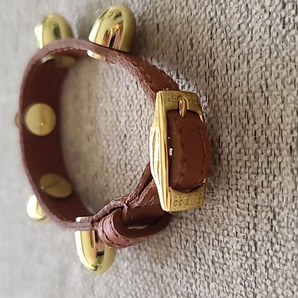 CC Skye Bolt Brass Studded Leather Bracelet - Picture 2 of 7